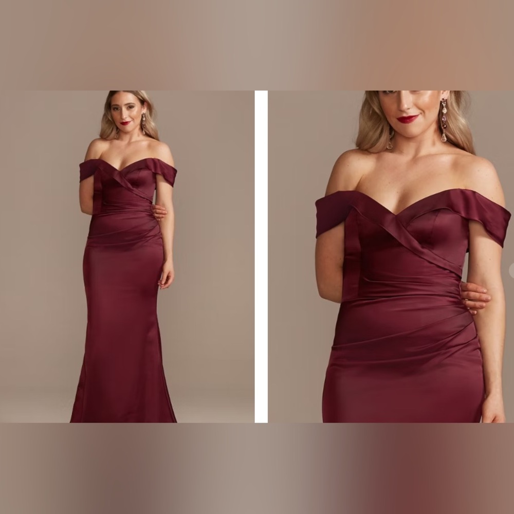 David's Bridal Galina Signature satin off the shoulder mermaid dress size 16